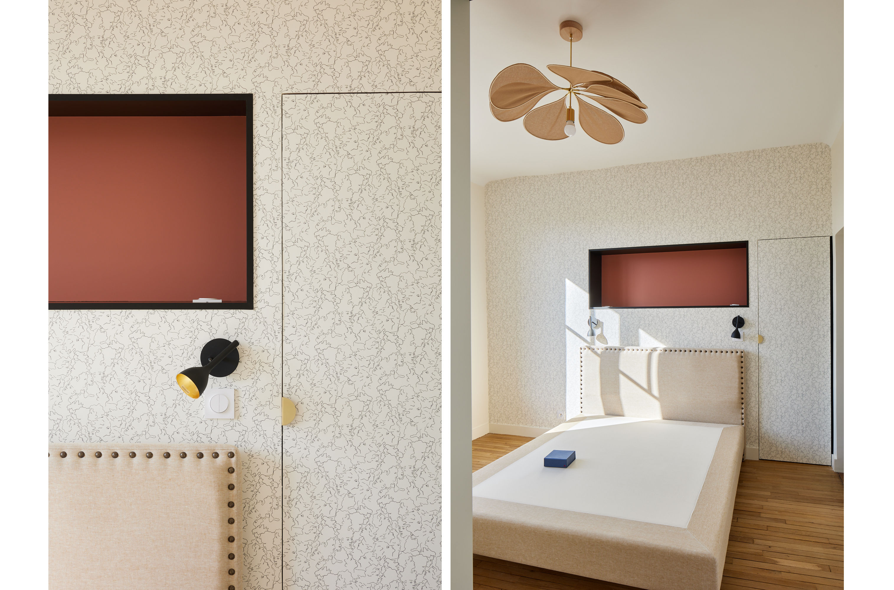Rénovation appartement chambre parentale et détail tête de lit