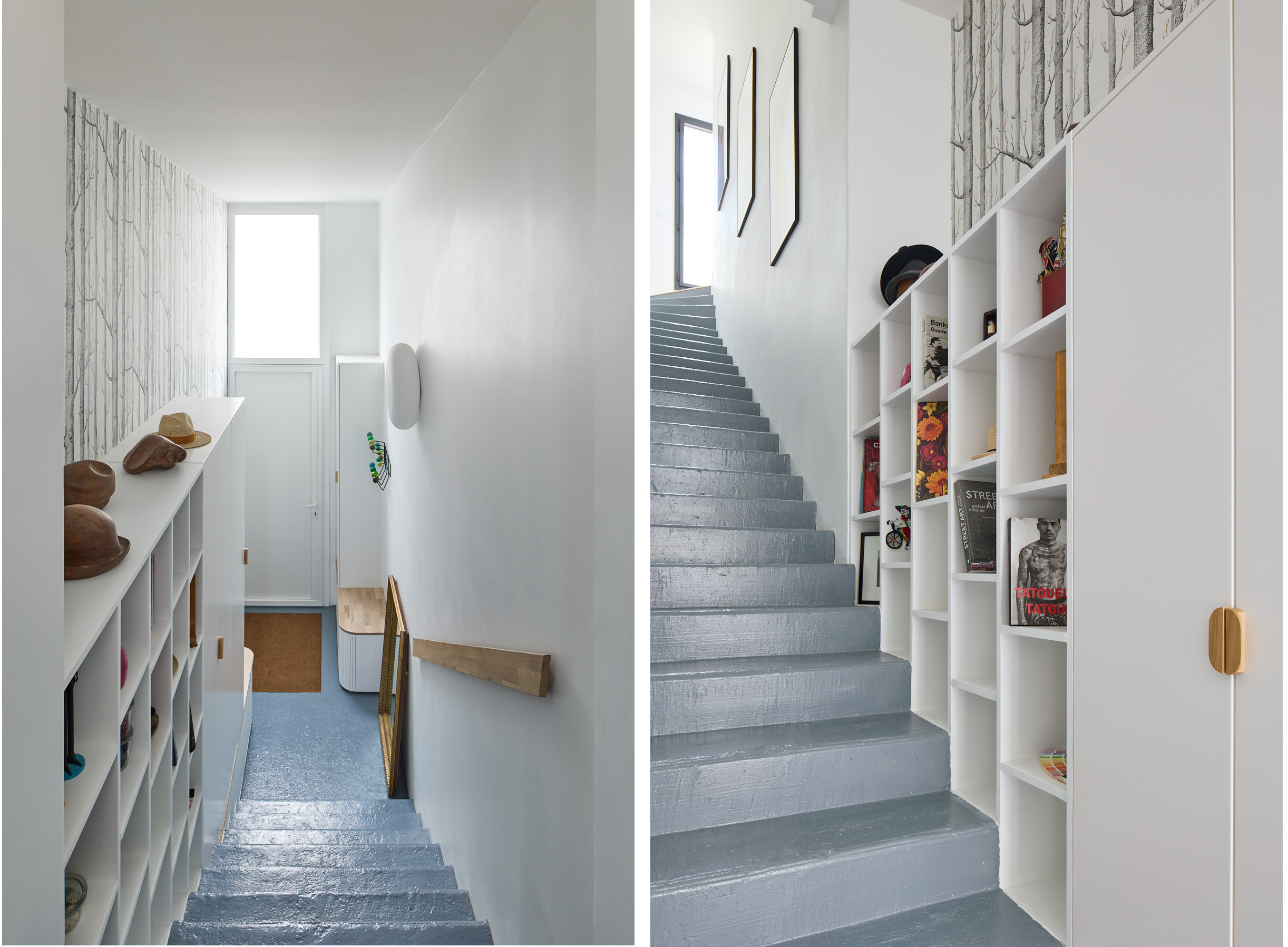 Renovation appartement entrée avec rangement sur mesures