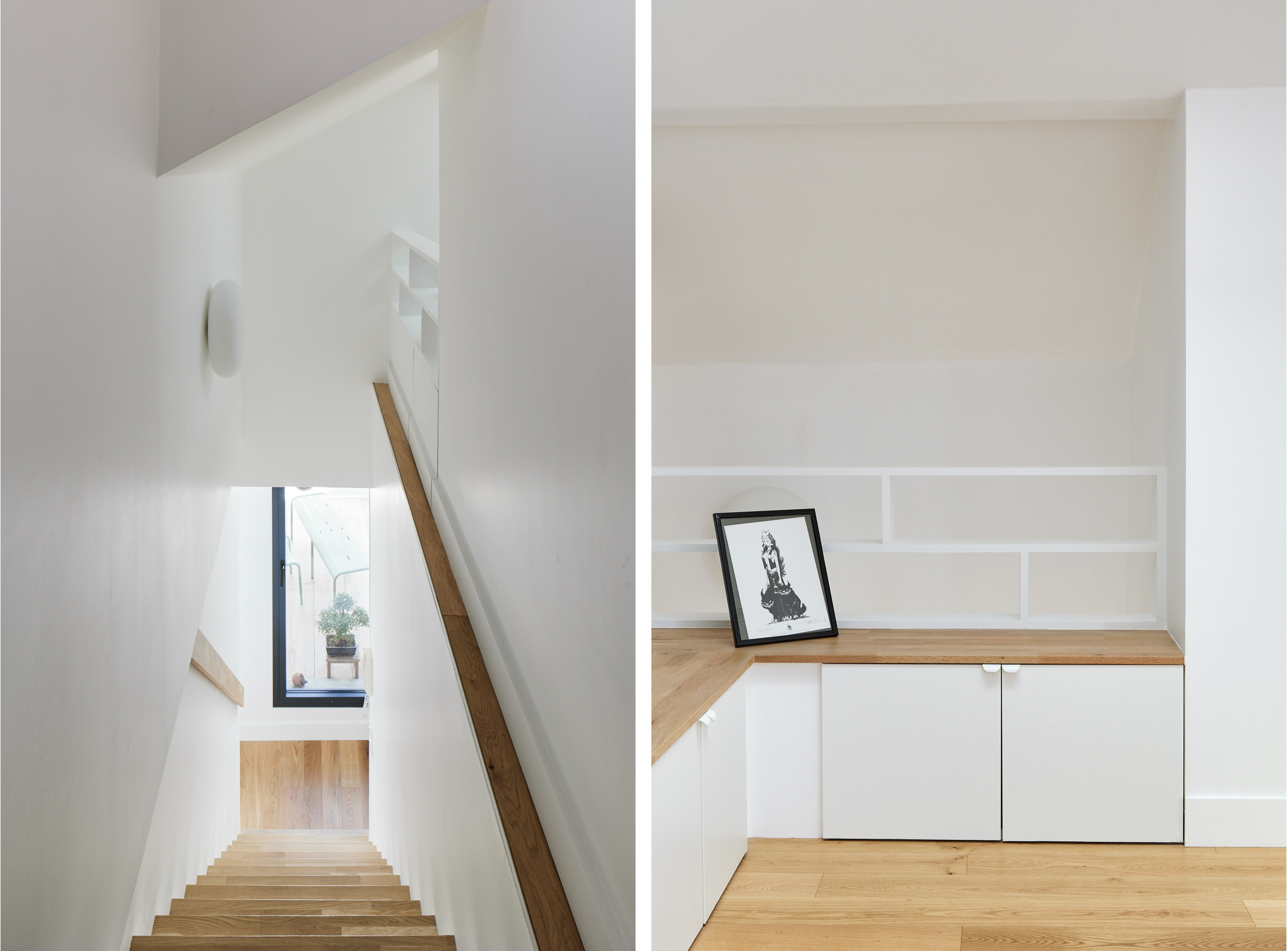 Renovation appartement escalier et détail menuiserie sur mesure
