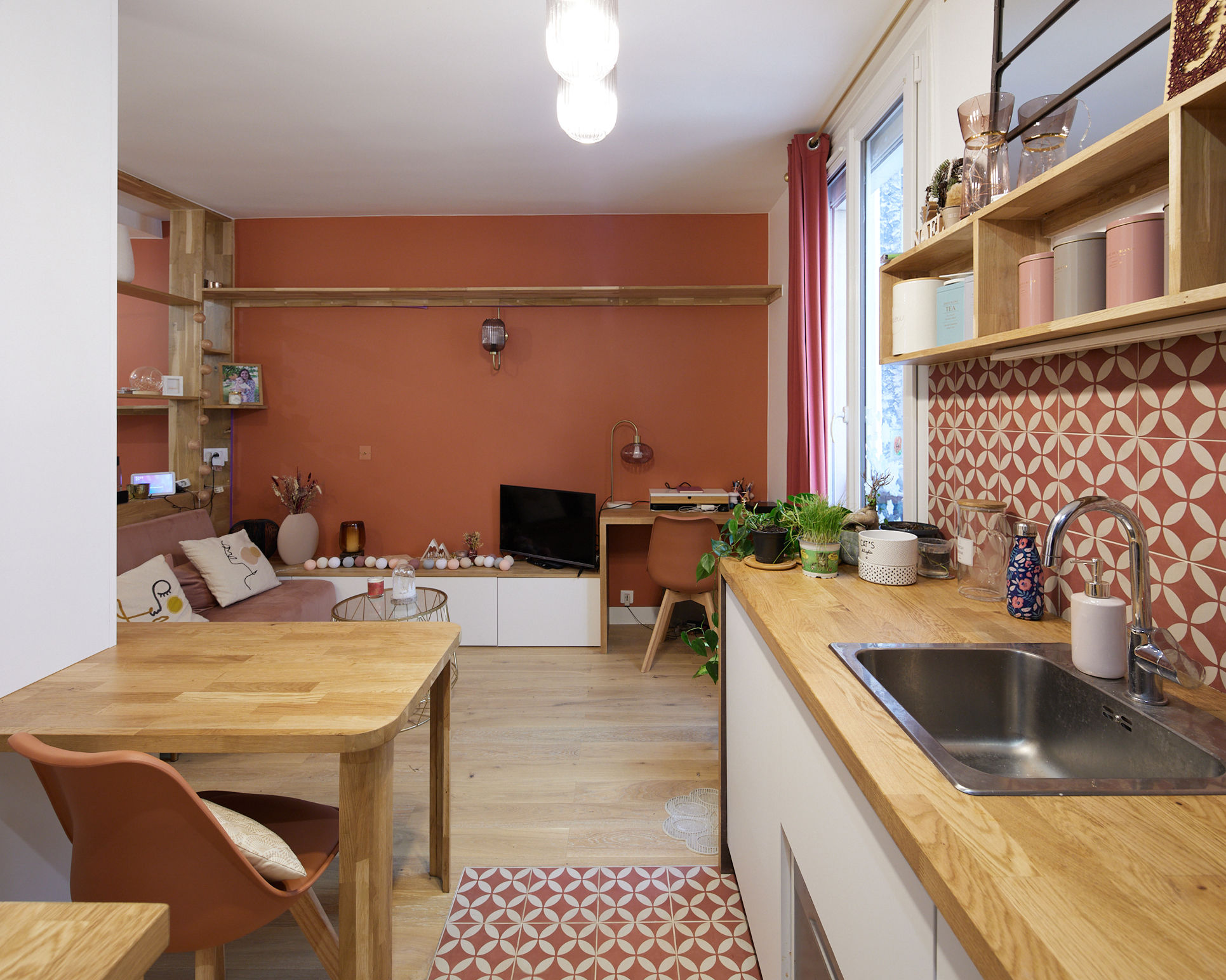 renovation studio cuisine et salon
