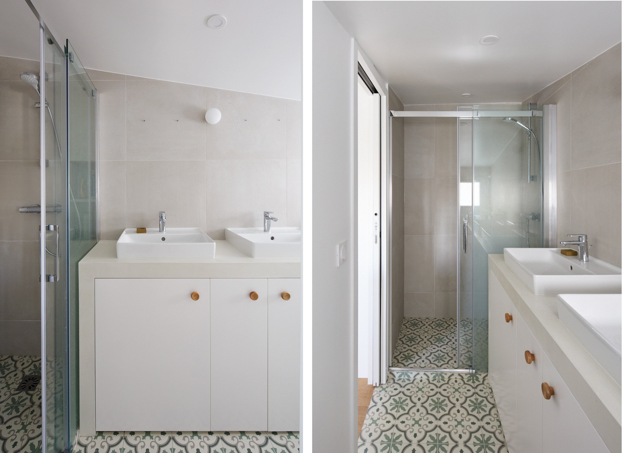 Marie et Paula architectes Renovation maison Nogent-sur-Marne salle de bain parentale sous combles