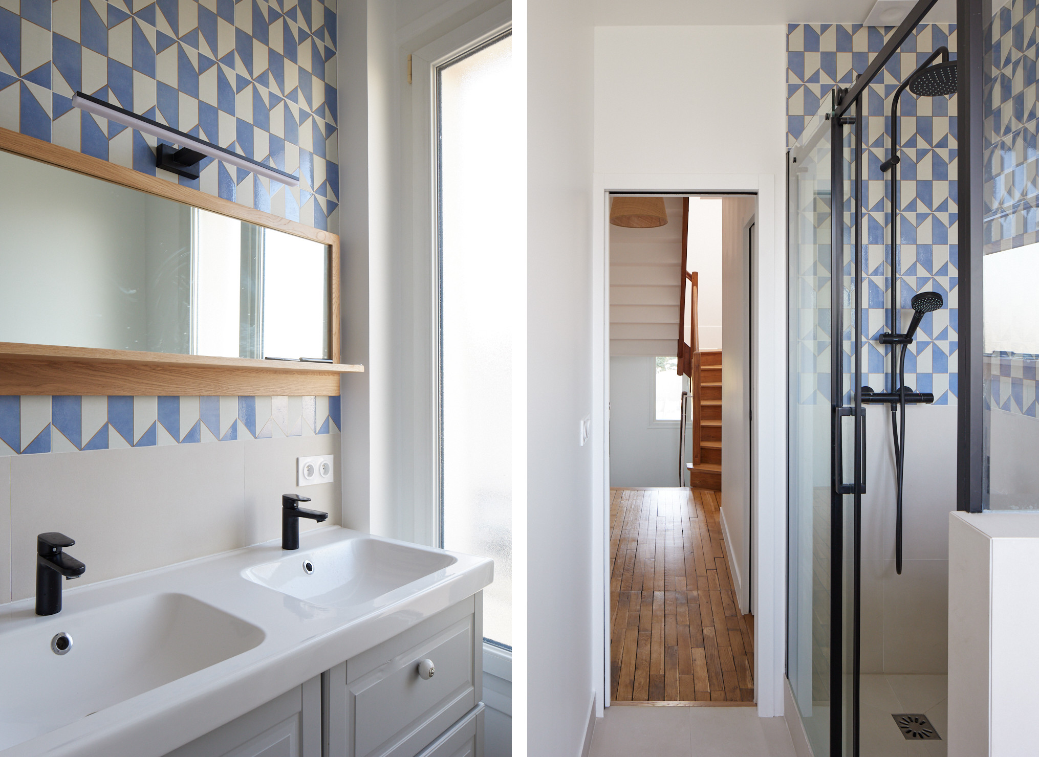 Marie et Paula architectes Renovation maison Nogent-sur-Marne salle de bain familiale